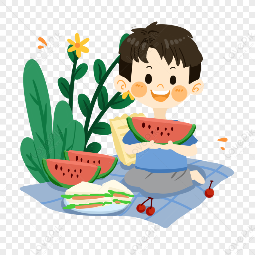 Cartoon Boys Picnic In Early Summer PNG Transparent Image And Clipart Image  For Free Download - Lovepik | 401098337