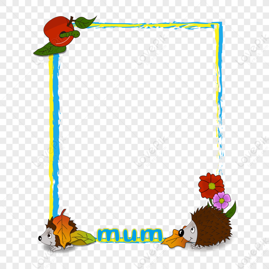 Cartoon Hedgehog Mothers Day Border, Cartoon Frame, Cartoon Vector ...