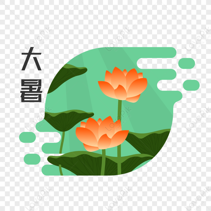 Flowering Illustration Elements Of Lotus, Green Lotus, Flower ...