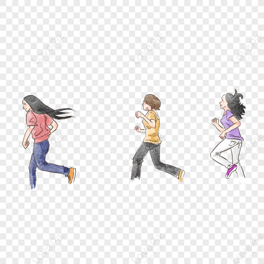 Running Girls, Man Running, Girl Running, Running Vector PNG White ...