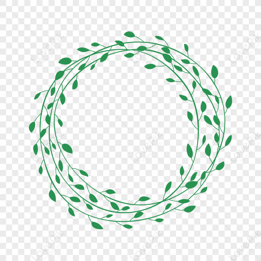 Small Fresh Vegetation Border, Leaves Vector, Circle Lines, Green Lines ...