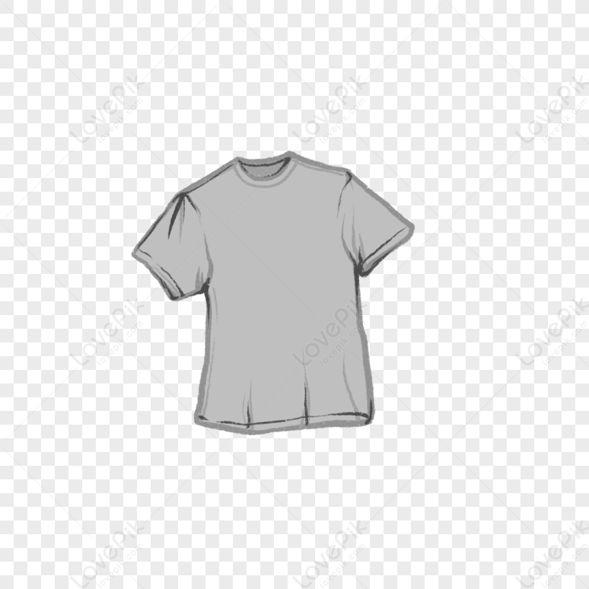 Cartoon Grey Short Sleeve Illustration PNG White Transparent And ...