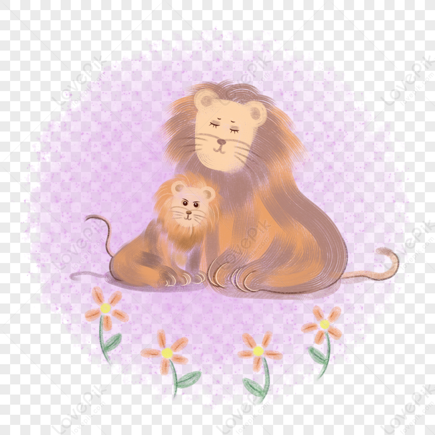 Cute Lion Mother And Child PNG Transparent Image And Clipart Image For ...