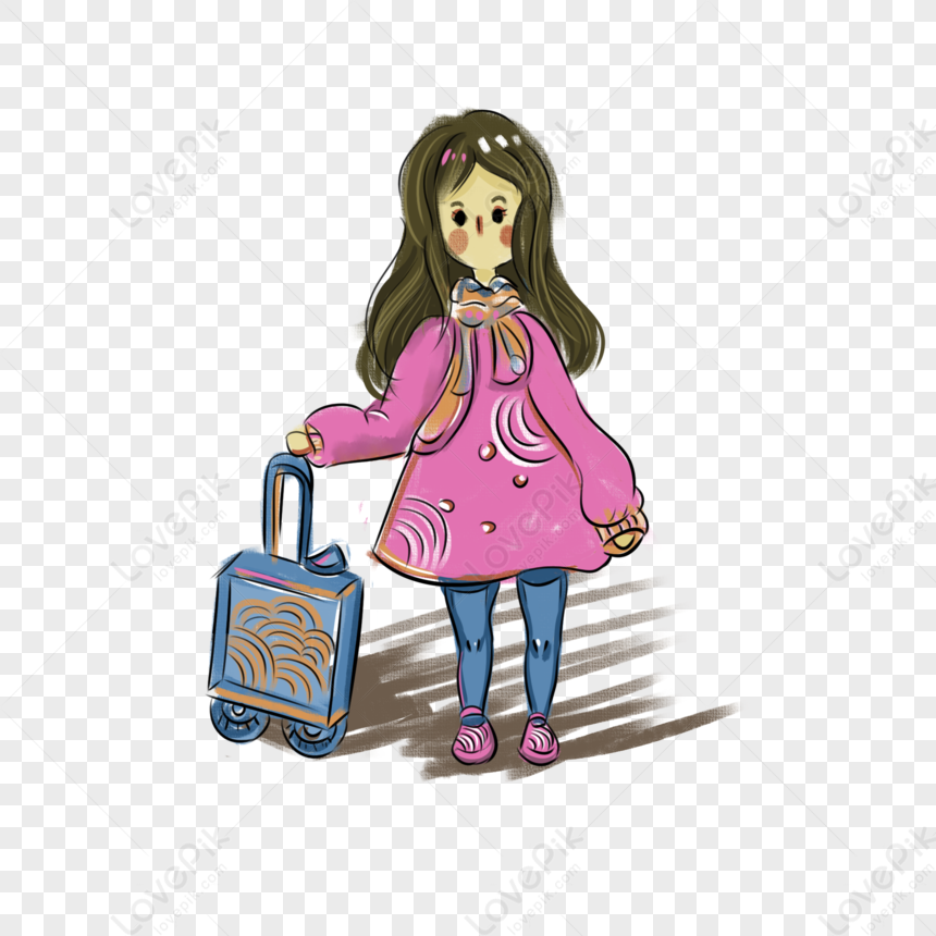 Girl Holding A Suitcase PNG Transparent Background And Clipart Image ...