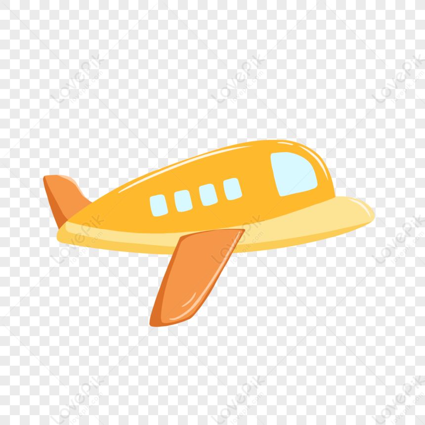 Hand Drawn Cartoon Orange Toy Airplane, Cartoon Plane, Cartoon Vector ...