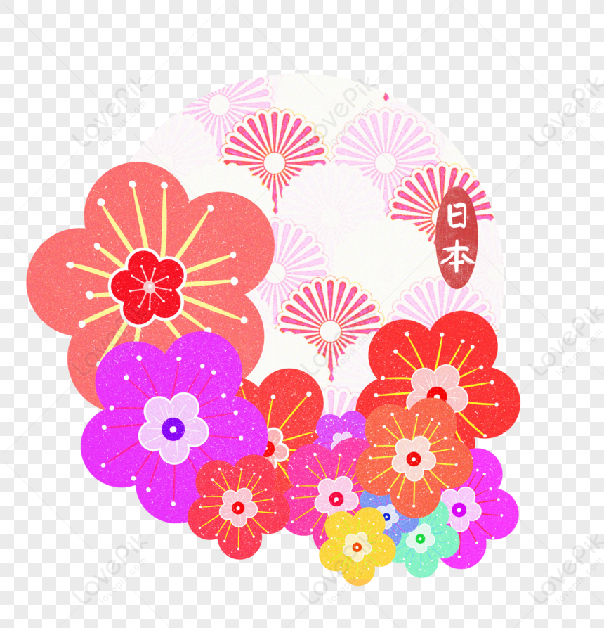 Japanese Pattern Tour, Cute Flower, Colorful Flower, Flower Vector PNG ...