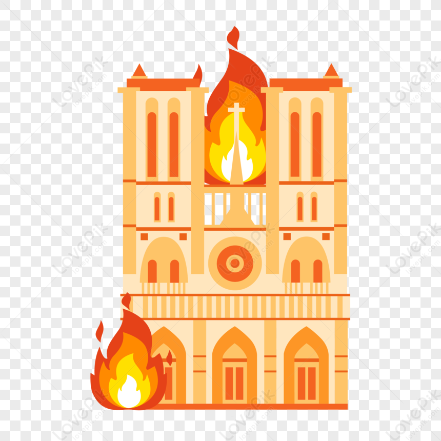 Notre Dame In The Fire, Cartoon Fire, Fire Flames, Church School PNG ...