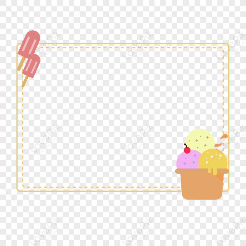 Summer Ice Cream Border, Orange Simple, Ice Vector, Ice Orange PNG ...