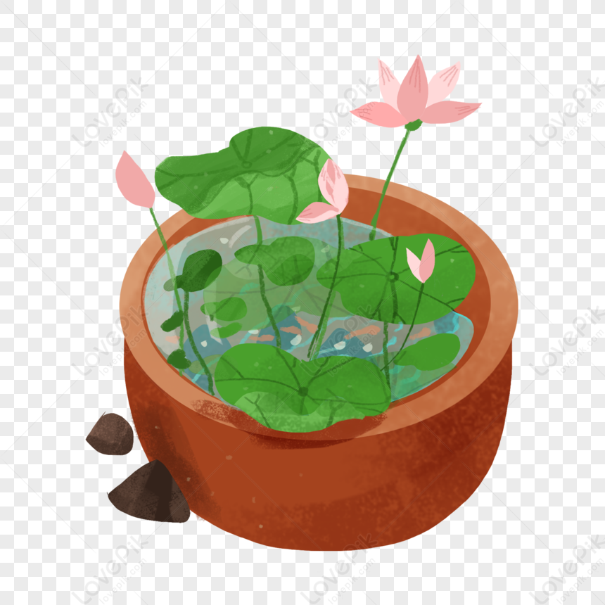 Cartoon Blooming Materials Image, Pink Vector, Flower Green, Flower Pot ...