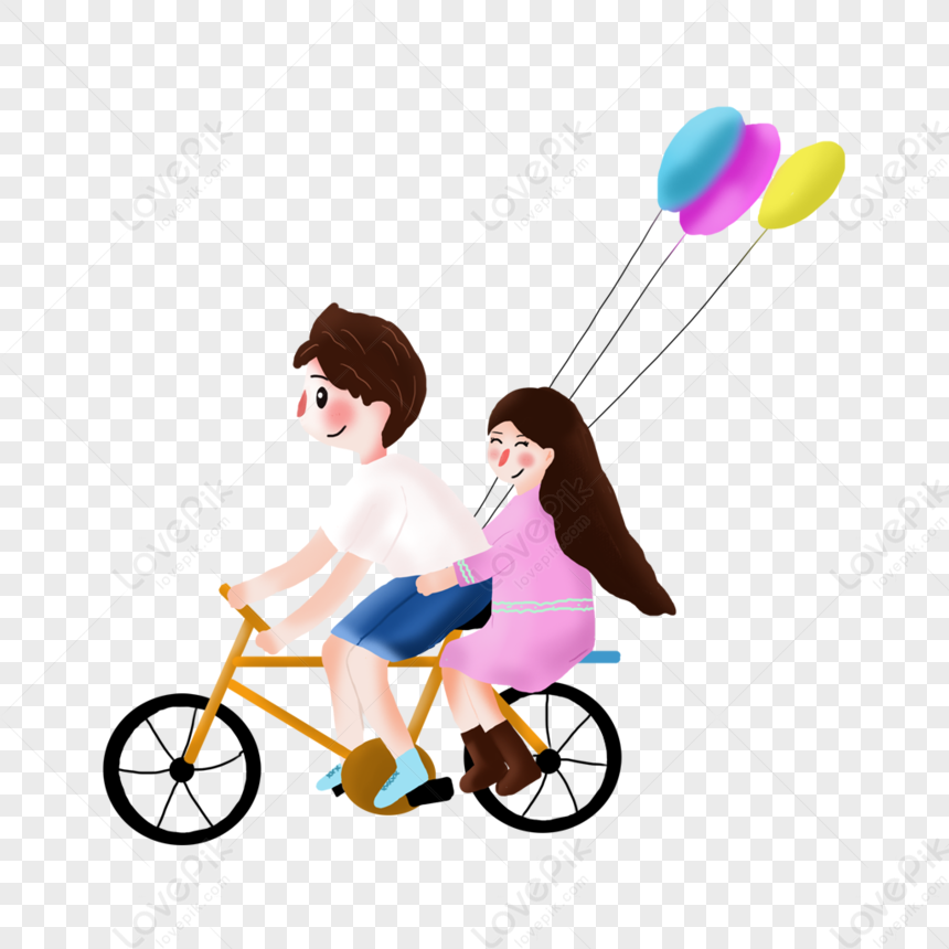 Couple Riding A Bike In Spring PNG Transparent Image And Clipart Image ...