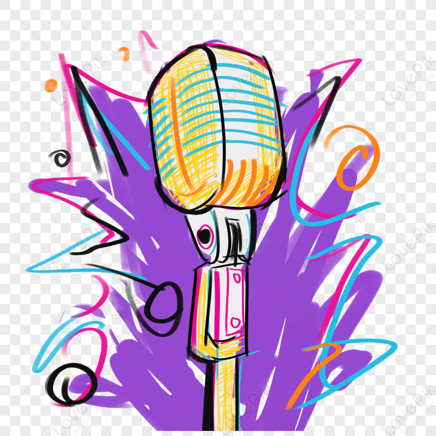 Microphone Cartoon Microphone Colorful Yellow Colored Yellow Png White Transparent And