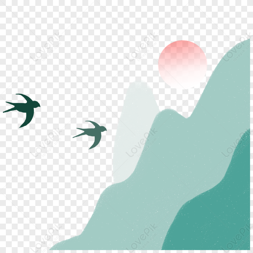 Mountain Bird And Language, Dark Light, Mountains Red, Birds Flying PNG ...