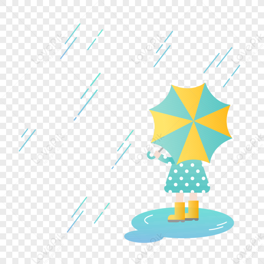 Raining Umbrella Scene Vector Material PNG Image Free Download And ...