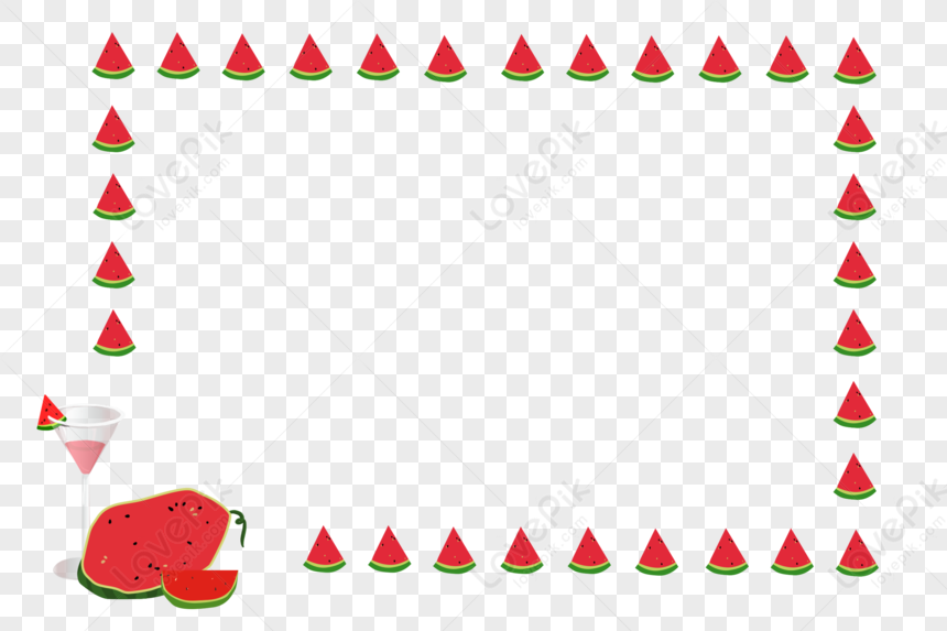 Summer Drink Watermelon Creative Border, Red Watermelon, Creative ...