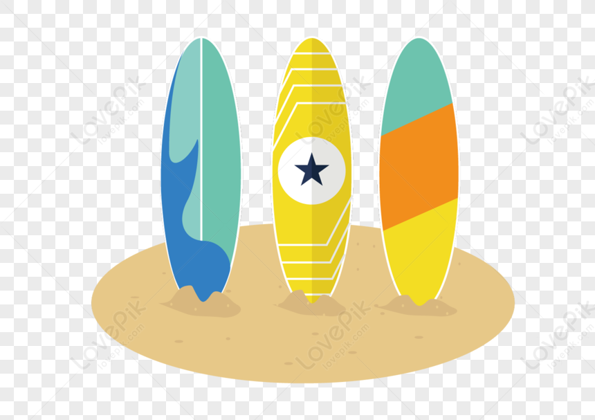 Surfboard, Light Yellow, Cartoon Yellow, Beach Cartoon PNG Transparent ...