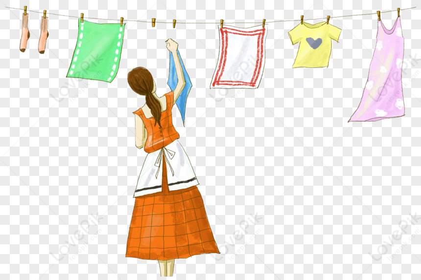 Woman Drying Clothes, Clothing Line, White Woman, Woman PNG Image Free ...