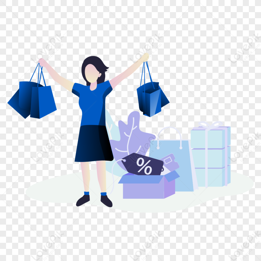 A Girl In A Happy Shopping PNG Free Download And Clipart Image For Free ...