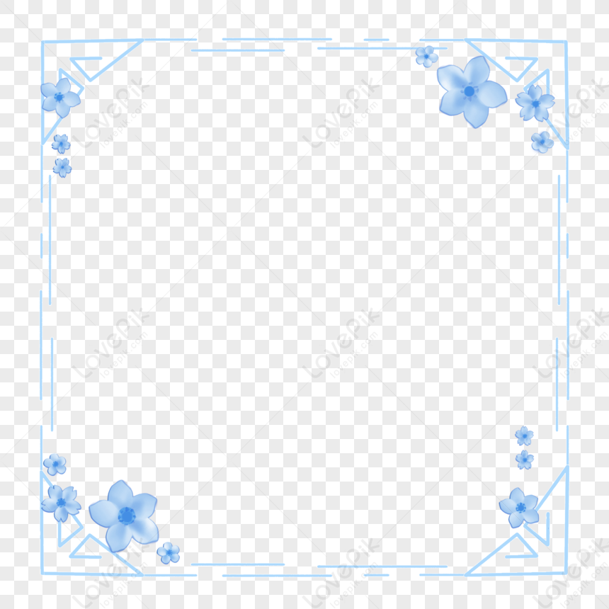 Blue Border, Blue Light, Blue Flowers, Blue Chinese PNG Transparent ...