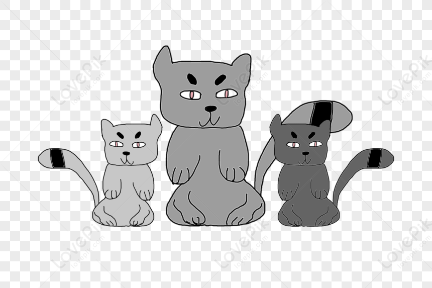 elemento de desenho animado de saudação de família de gato gatinho fofo  9665322 PNG