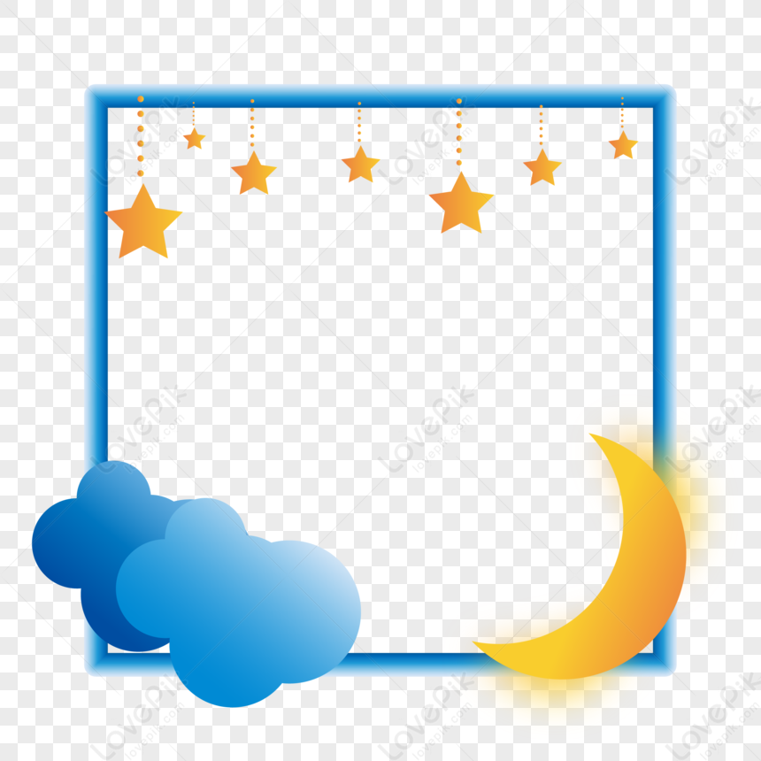 Childrens Day Days, Blue Moon, Cloud Frame, Decorative Moon PNG Image ...