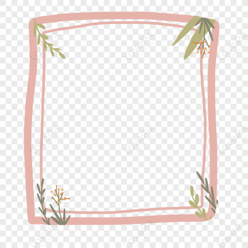 Cute Plant Border, Frame Pink, Green Lines, Dark Lines Png Picture And 