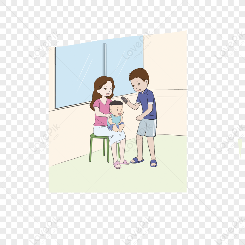 Dad Gives The Child A Haircut PNG Image Free Download And Clipart Image ...