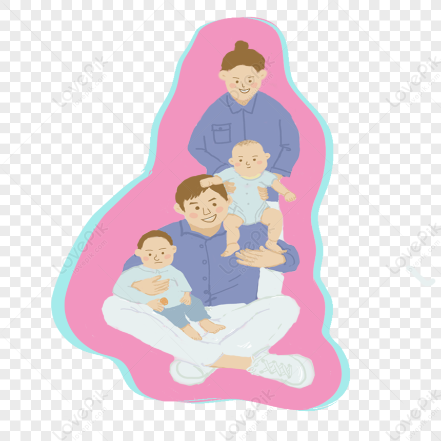 Family Portrait, Family Sitting, Family Holding, Art Family PNG White ...