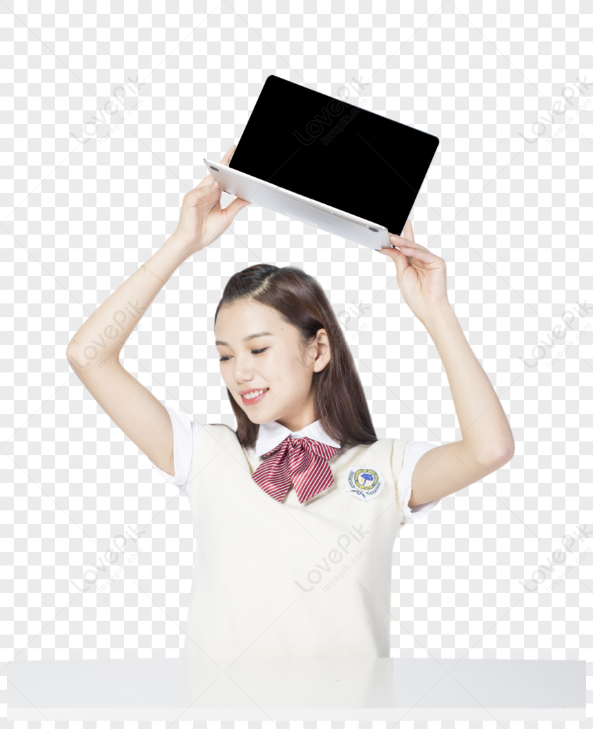 student with ipad clipart transparent