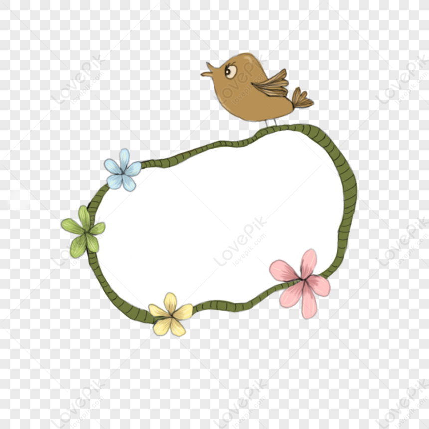 Fresh And Cute Bird Border, Bird Vector, Bird Flower, Bird Green PNG Hd ...