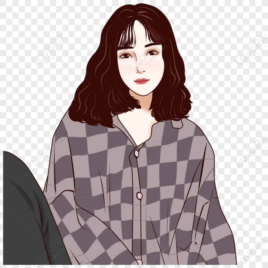 Menina Bonita De Cabelo Curto Menina Garota Comum Terra Saia De Xadrez PNG  , Germinação, Q Versão, Desenho De Personagens Desenhados à Mão Imagem PNG  e PSD Para Download Gratuito