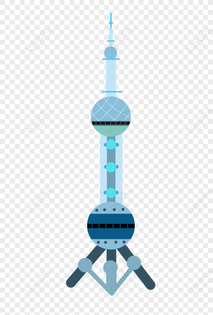 Shanghai Architecture, Blue Illustration, Light Tower, Animated ...