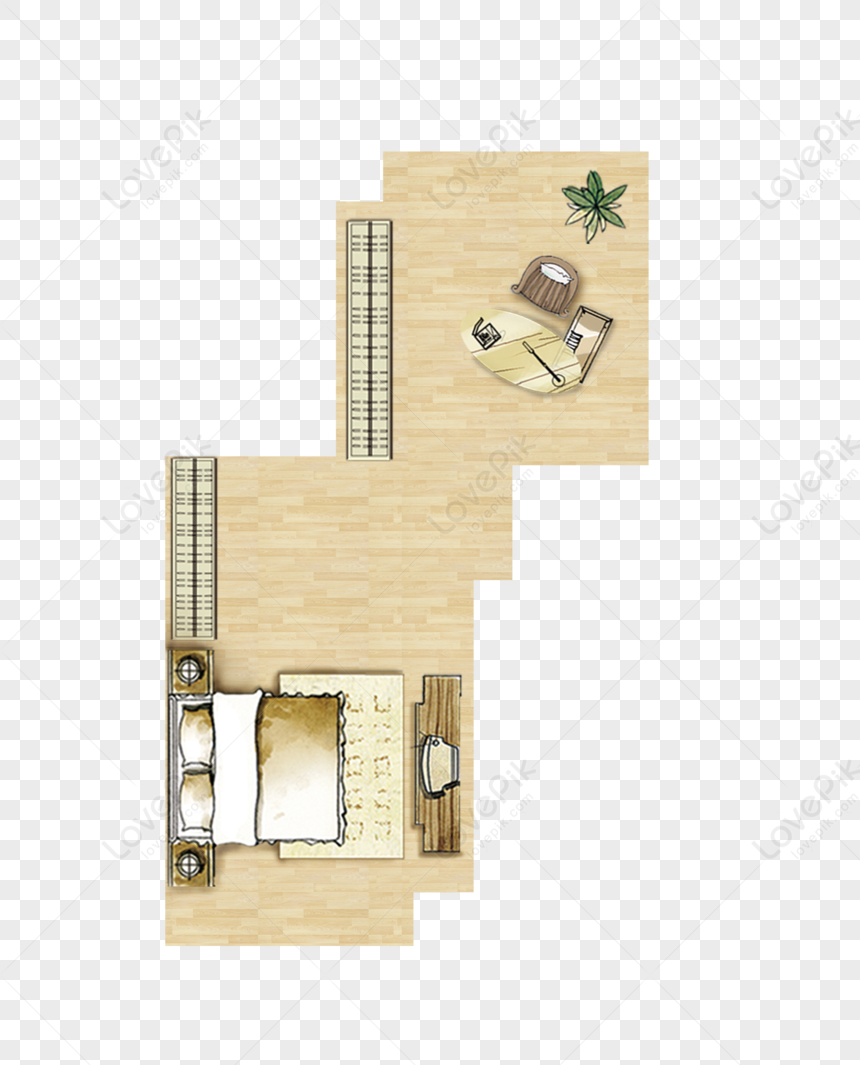 Bedroom And Study Top View, Aerial View, Light View, Brown View PNG ...