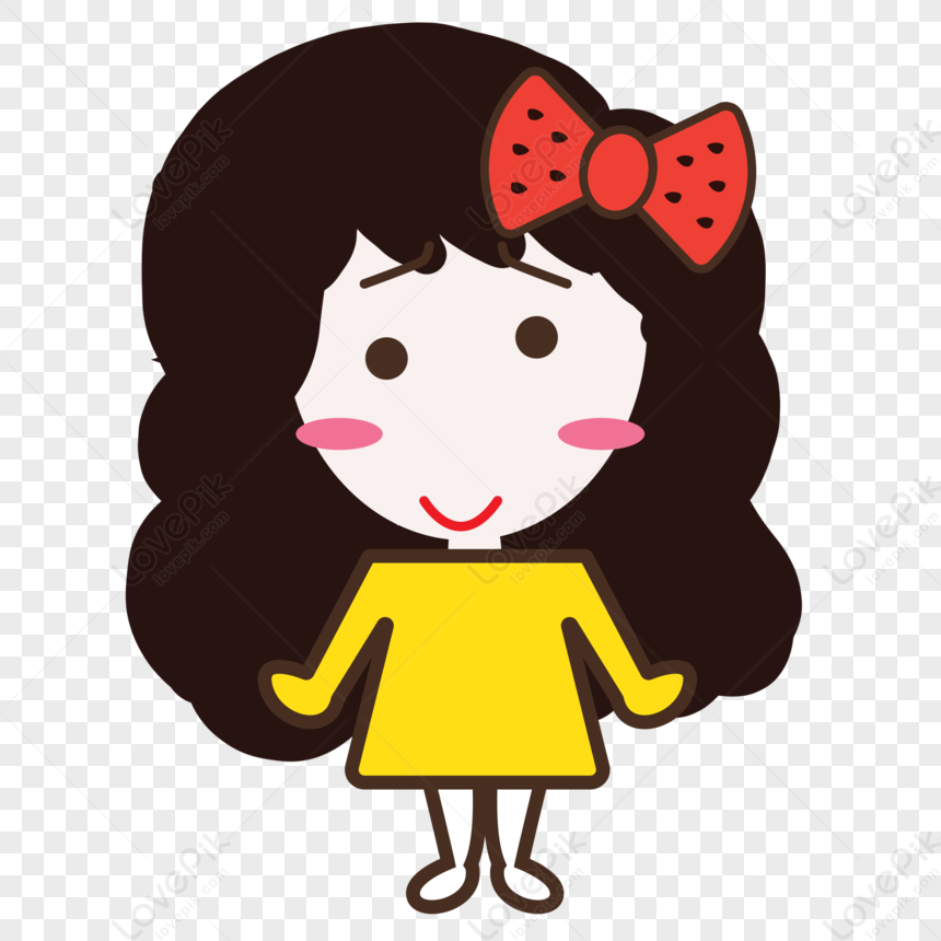 Cartoon Bow Girl Happy Expression PNG Transparent Image And Clipart ...