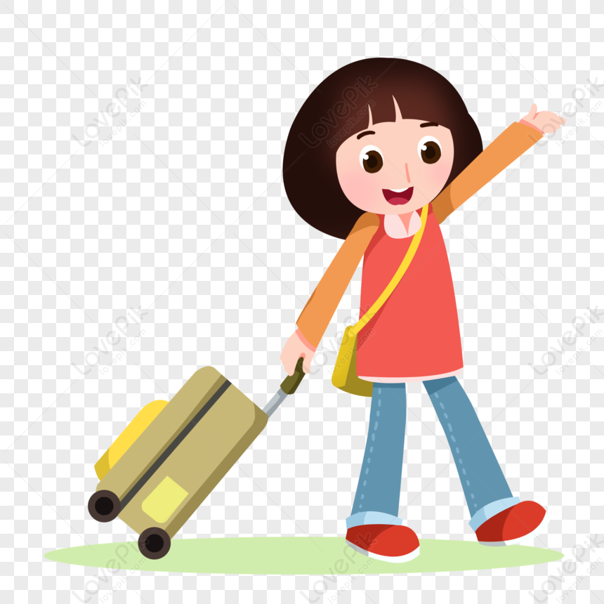 Cartoon Girl Illustration Carrying A School Bag PNG Image And Clipart ...