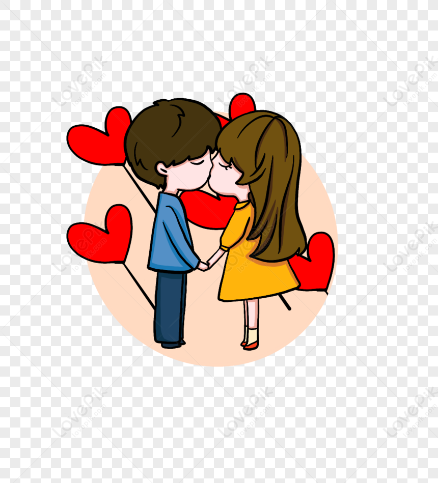 Cartoon Hand Drawn Romantic Valentines Day Happy Couple Sweet K PNG White  Transparent And Clipart Image For Free Download - Lovepik | 401276642