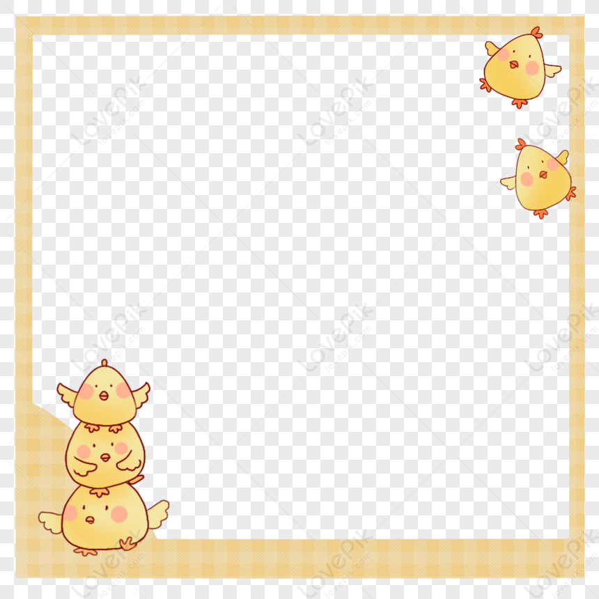 Creative Cute Chick Simple Yellow Border PNG Transparent Image And ...