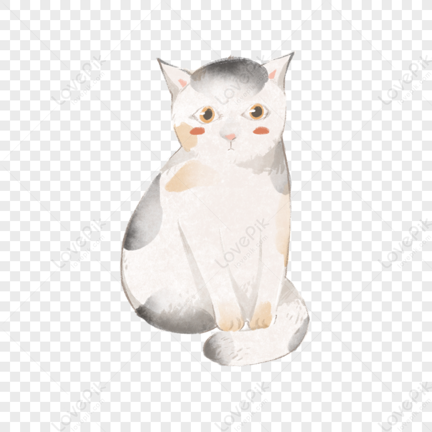 Cute Little Cat, Cat Watercolor, Cat White, Cat Vector PNG Transparent ...