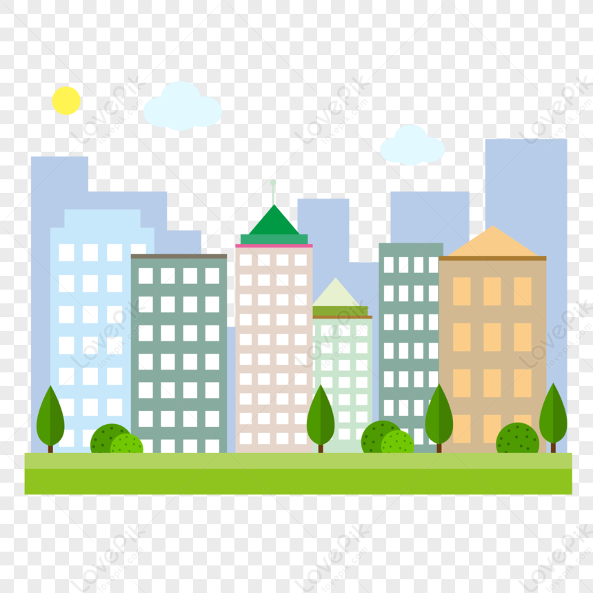 Flat Building, Cartoon Flat, Flat Illustration, Flat Green PNG ...