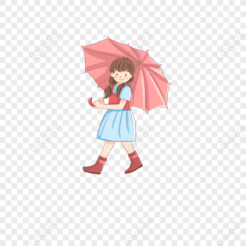 Girl Cartoon Decoration Wearing Rain Boots And Umbrella W PNG Transparent  Image And Clipart Image For Free Download - Lovepik | 401308497