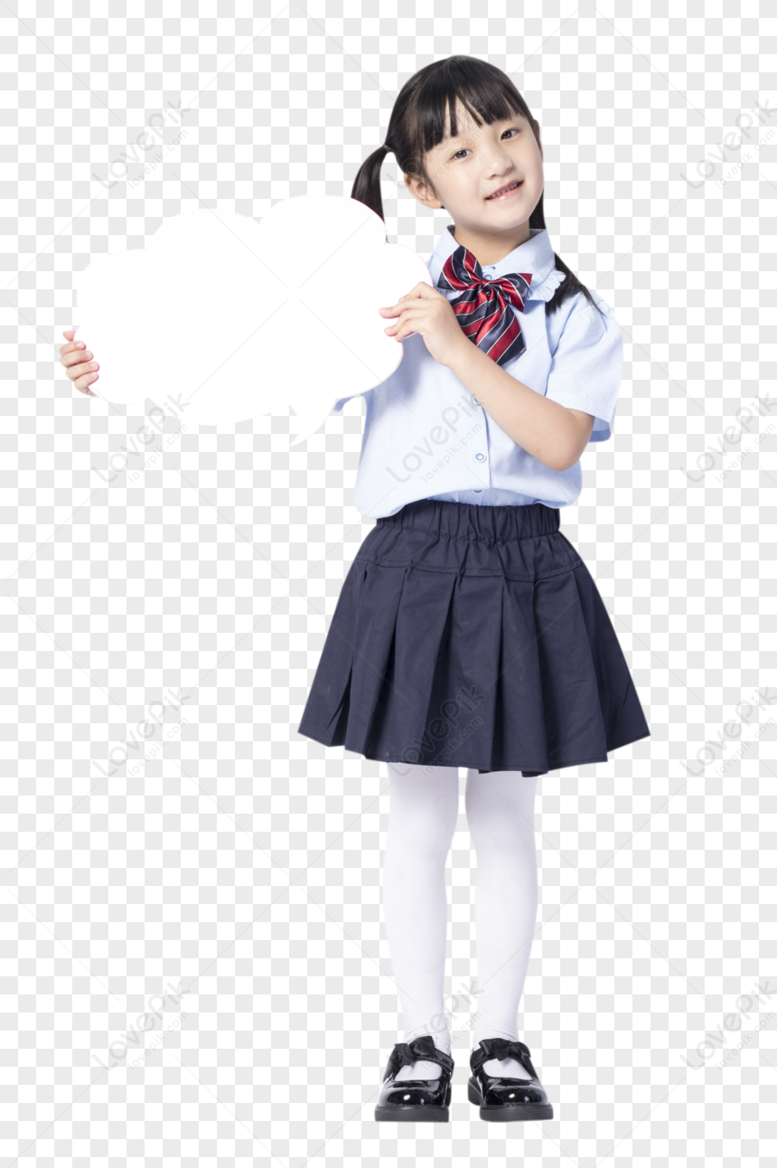 Girl Holding A Dialog Box, Girl White, Girl School, Material PNG ...