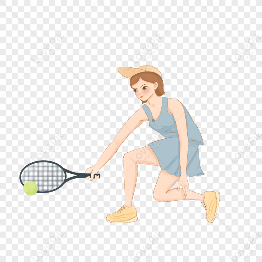 Girl Playing Tennis, Cartoon Vector, Tennis Woman, Ball Light PNG Image ...