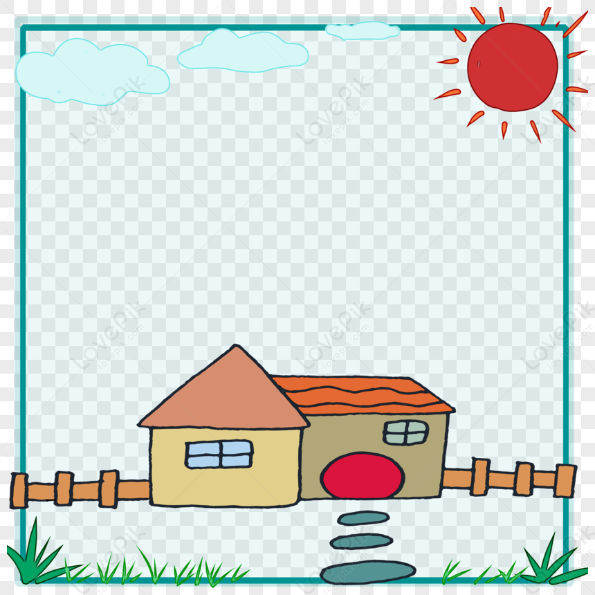 House Border, Cartoon House, House Light, House Painting PNG ...