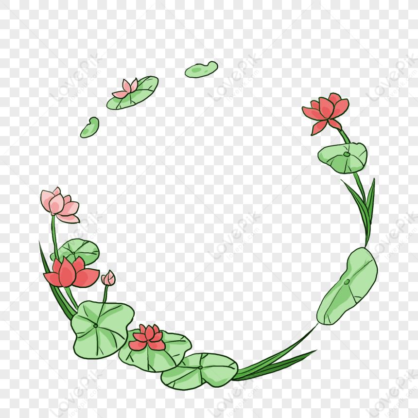 Lotus Border Green Lotus Flower Lotus Lotus Red Png Image And