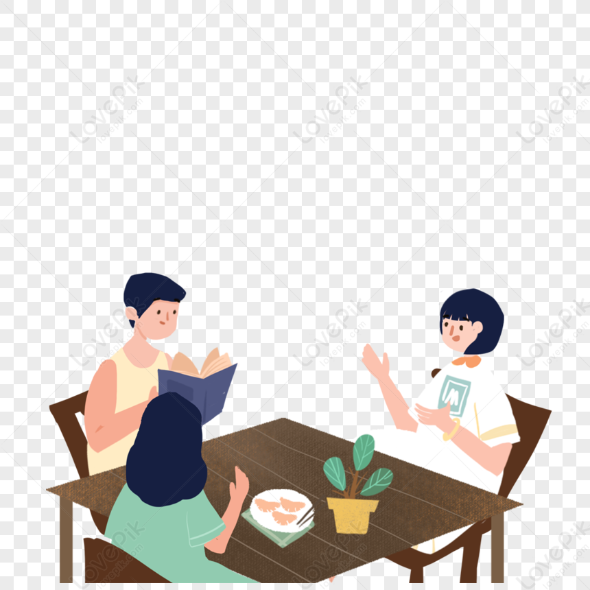people sitting at table clip art