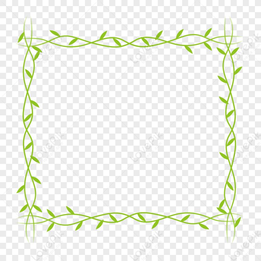 Small Fresh Minimalist Leaves Border, Green Leaves, Leaves Lines ...