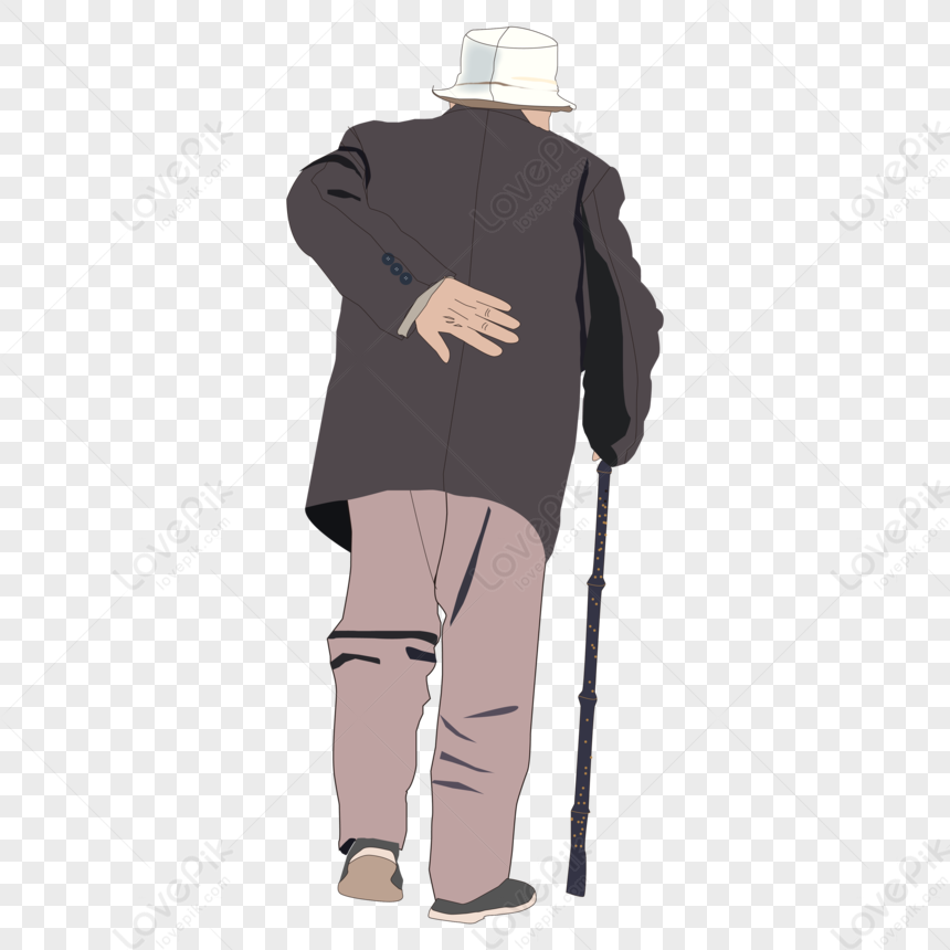 Cartoon Hand Drawn Character Holding Old Man On Crutches Walking PNG Image  And Clipart Image For Free Download - Lovepik | 401335178