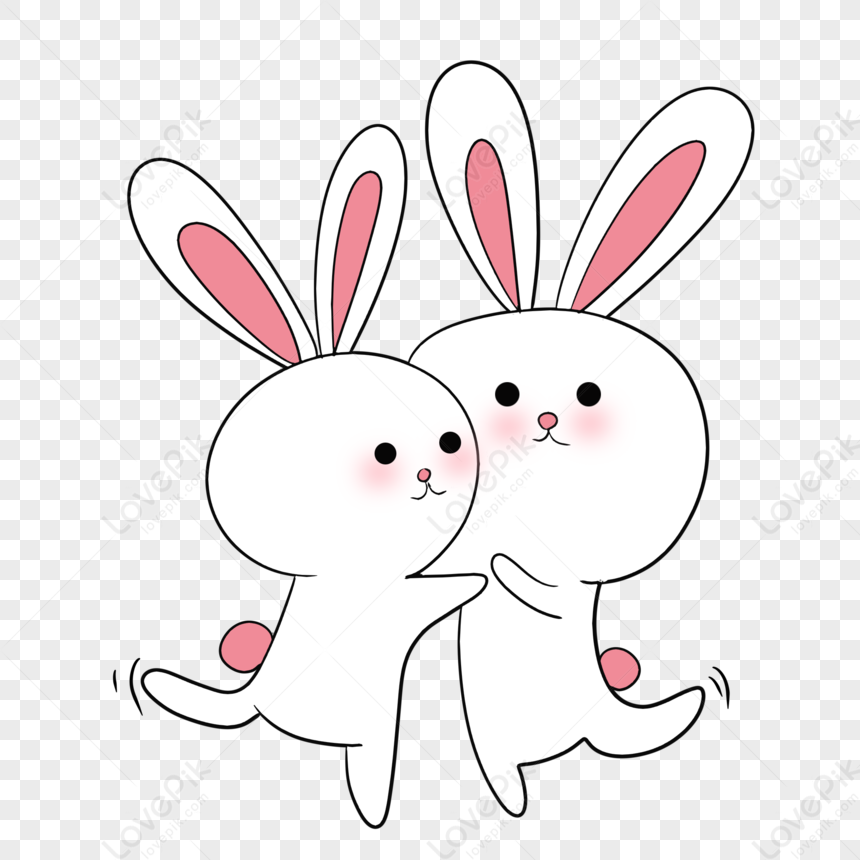 Cute Rabbit Expression Pack, Cute Pink, Cute Rabbits, Cute Lines PNG ...