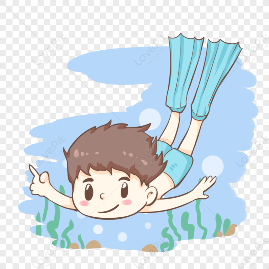 Diving Boy, Boy Vector, Blue Boy, Cartoon Diving PNG Transparent ...