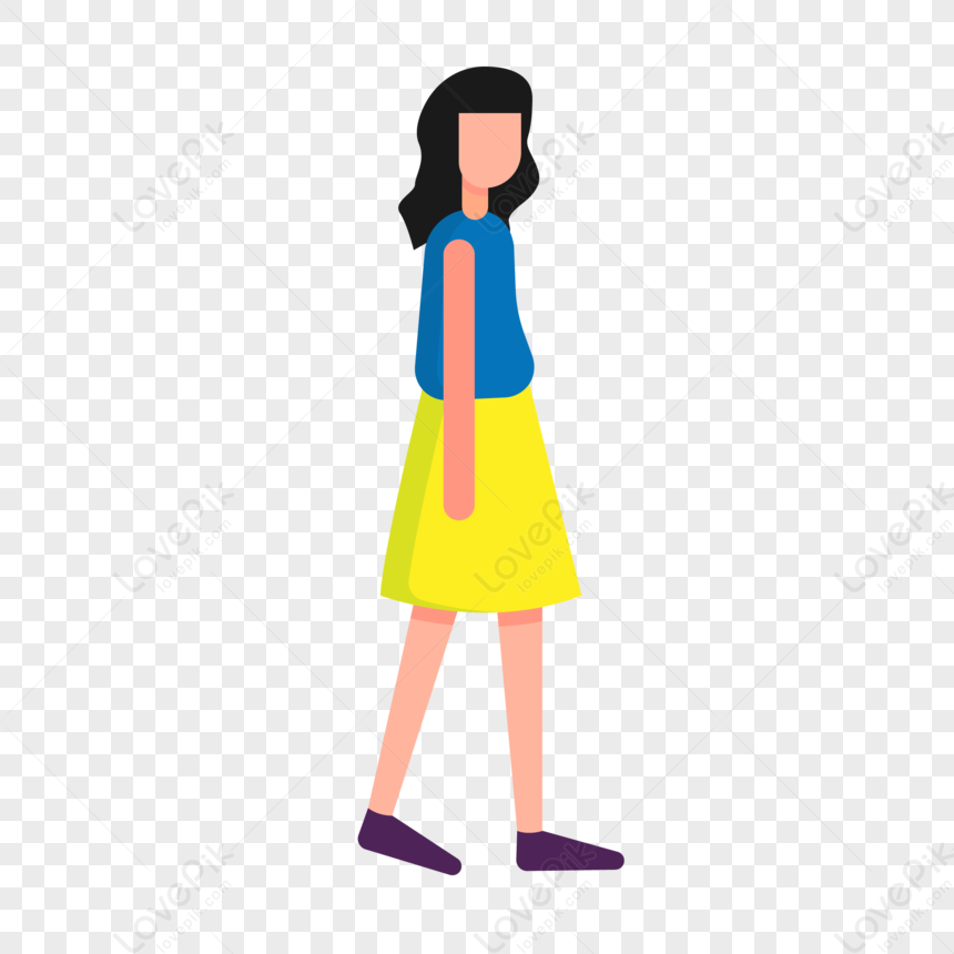 Flat Style Walking Girls PNG Transparent And Clipart Image For Free ...