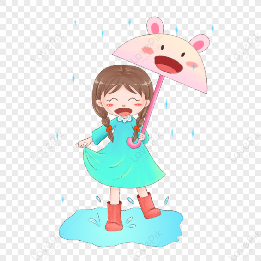 Girl Stepping On A Puddle PNG Picture And Clipart Image For Free ...